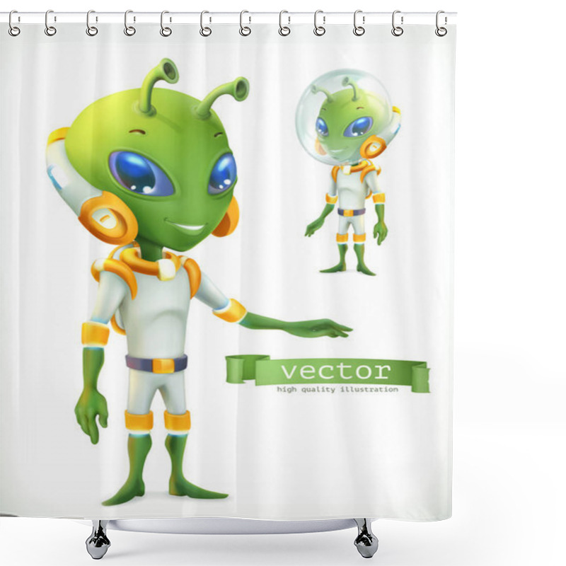 Personality  Funny Alien In Spacesuit Shower Curtains