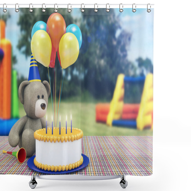 Personality  Toy Bear Celebrating Its Birthday Shower Curtains