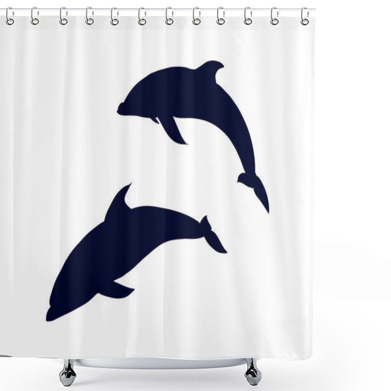 Personality  Vector Image Of Dolphins Jumping Out Of The Water On A White Background Shower Curtains