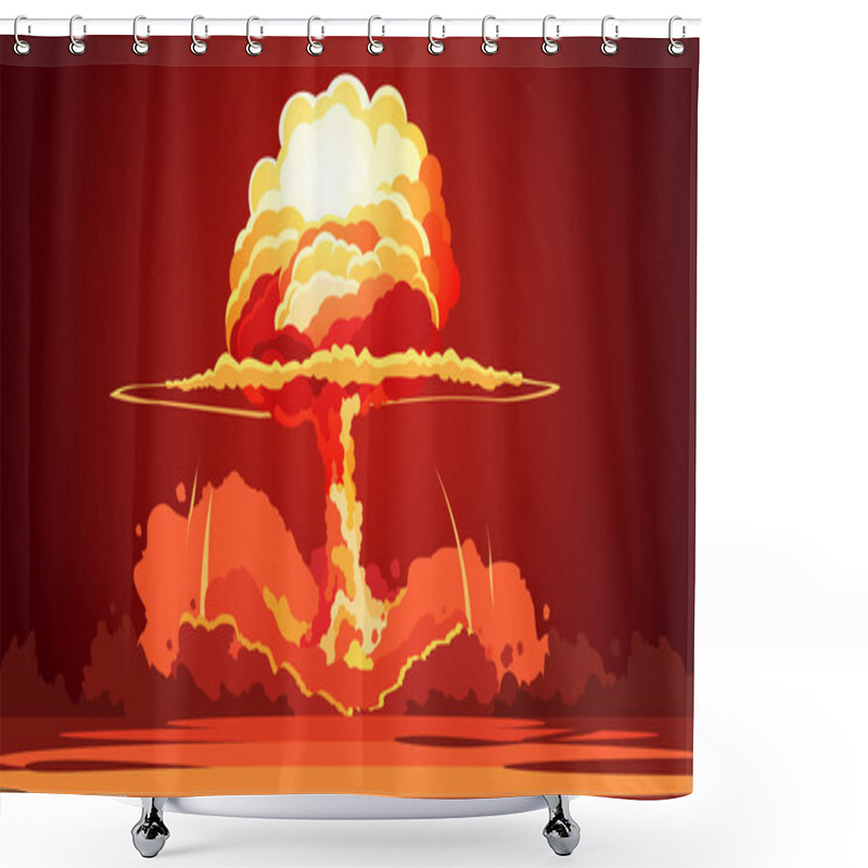 Personality  Nuclear Explosion Mushroom Cloud Retro Poster Shower Curtains