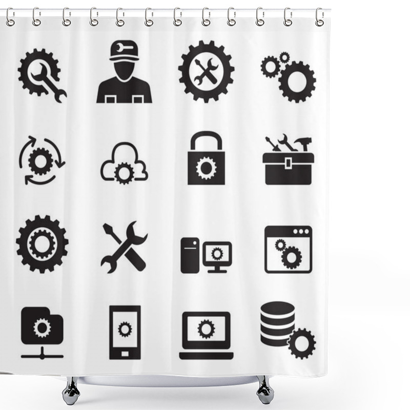 Personality  Setting, Configuration, Set Up, Repair , Tuning Icon Set Shower Curtains