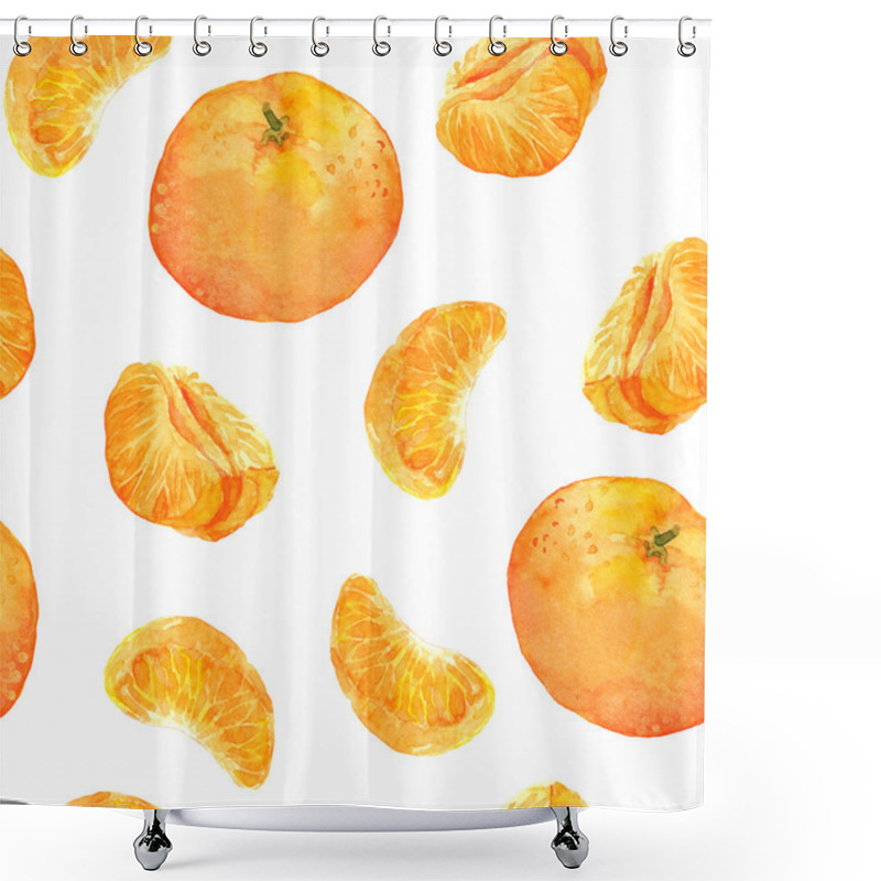 Personality  Seamless Pattern With Mandarin Orange Fruits Shower Curtains