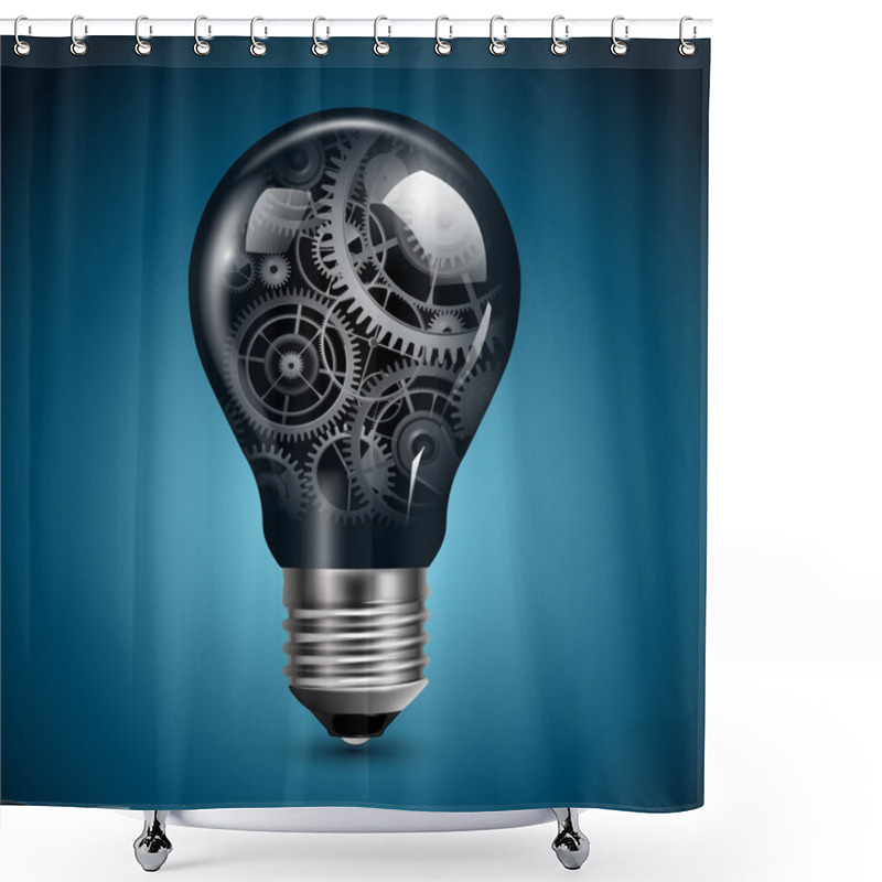 Personality  Light Bulb With Gears Shower Curtains