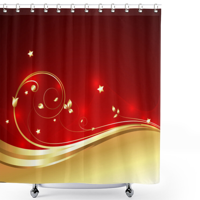 Personality  Golden Wave Flourish Vector Design Shower Curtains