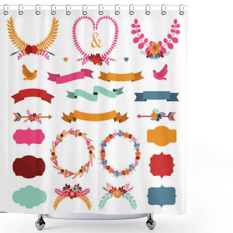 Personality  Set Of Cute Decorative Elements. Shower Curtains