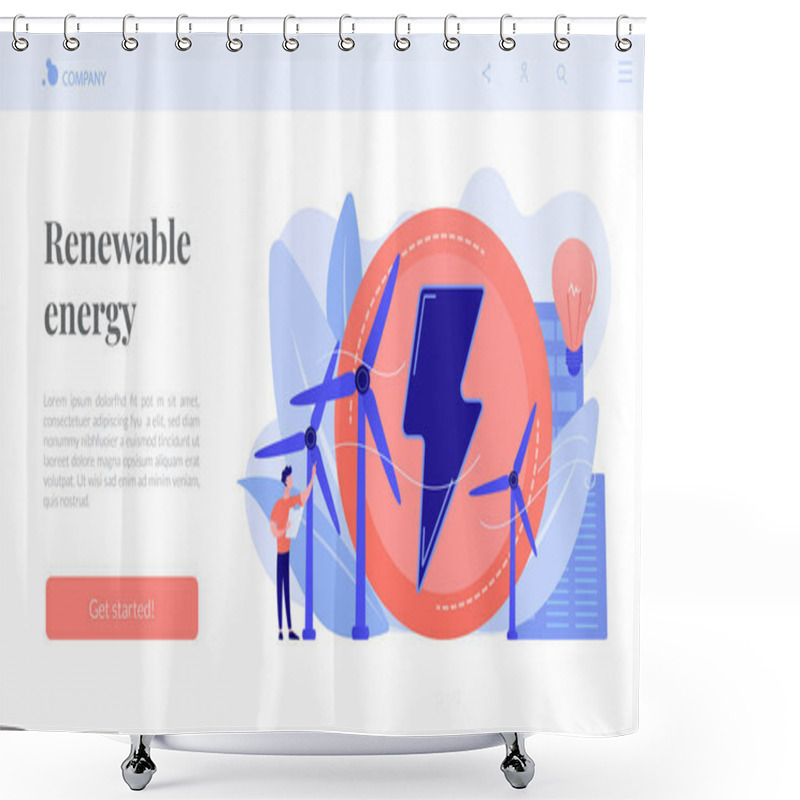 Personality  Wind Power Concept Landing Page. Shower Curtains