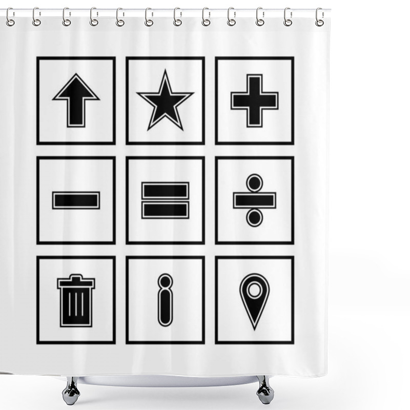 Personality  9 Basic Elements Icons Sheet Isolated On White Background... Shower Curtains