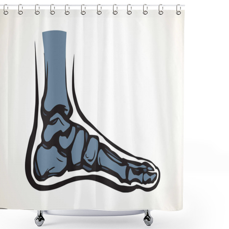 Personality  Healthy Limb Posture Section Element Diagnostic Concept On White Text Space. Black Line Hand Drawn Hip Medial Care Logo Pictogram Emblem Chart In Doodle Art Vintage Style. Analysis Abstract Side View Shower Curtains