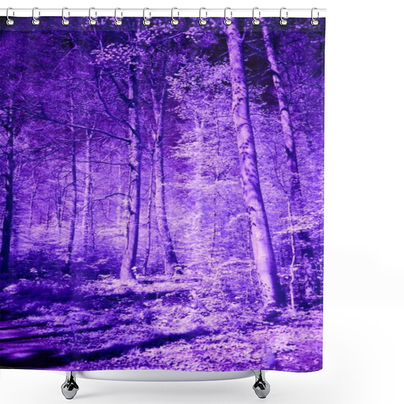 Personality  Mystical Forest In Deep Purple Hues, Capturing An Enchanting And Surreal Ambiance. Shower Curtains