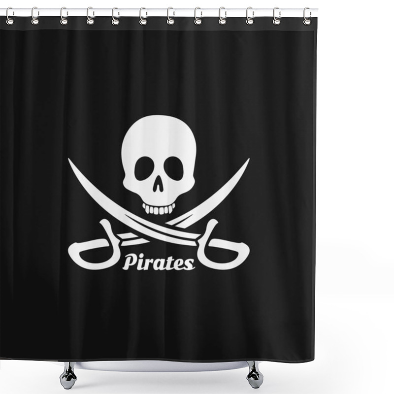 Personality  Pirates Skull Logo Emblem Icon Shower Curtains