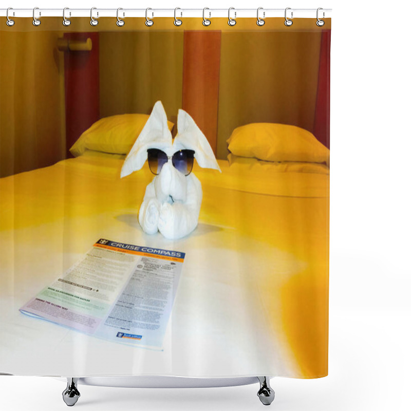 Personality  Barselona, Spaine - September 09, 2015: The Cruise Ship Allure Of The Seas Owned Royal Caribbean International Shower Curtains