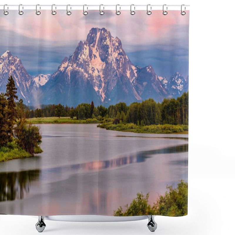 Personality  Grand Teton Mountains From Oxbow Bend On The Snake River At Sunrise. Grand Teton National Park, Wyoming, USA. Shower Curtains