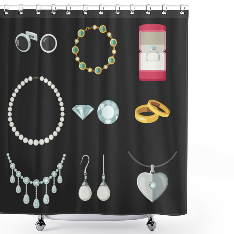 Personality  Jewelry Flat Icons Shower Curtains