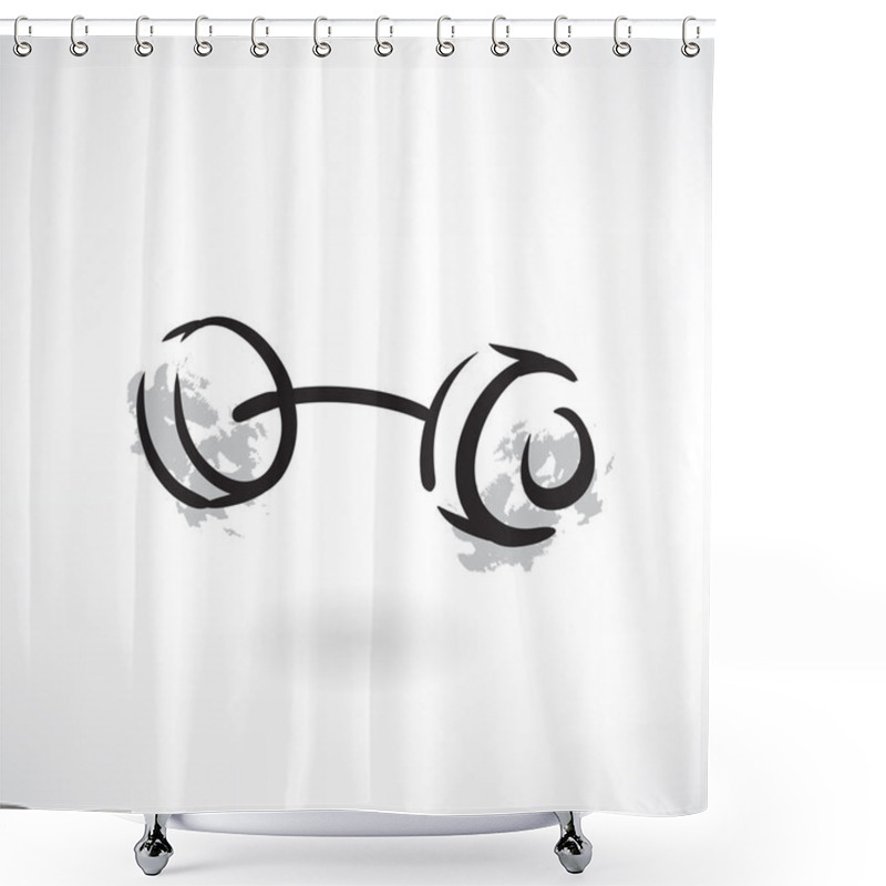 Personality  Dumbbell Grunge Icon Shower Curtains