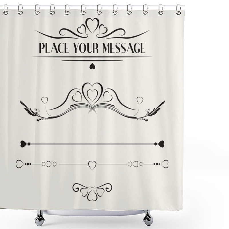 Personality  Set Of Valentine Elements, Vector Shower Curtains