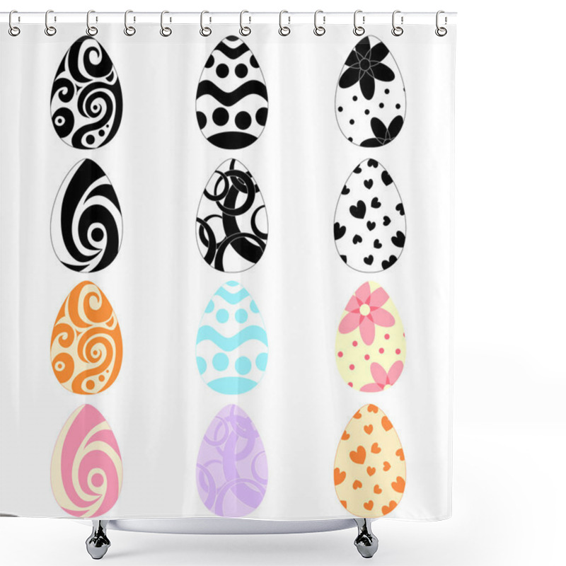 Personality  Set Of Easter Eggs. Hand-drawn Eggs. Black And White Patterns. B Shower Curtains