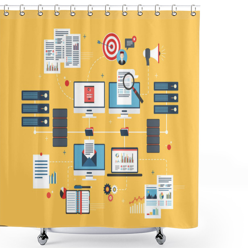 Personality  Cloud Computing Devices, Data Network And Business Intelligence.  Shower Curtains