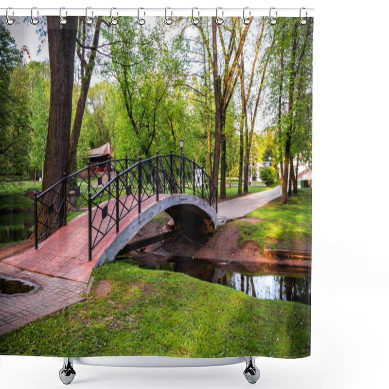 Personality  Beautiful Summer Spring Landscape In A City Park With A Lake Stream Among Green Trees On A Sunny Day, Summer Spring Background Shower Curtains