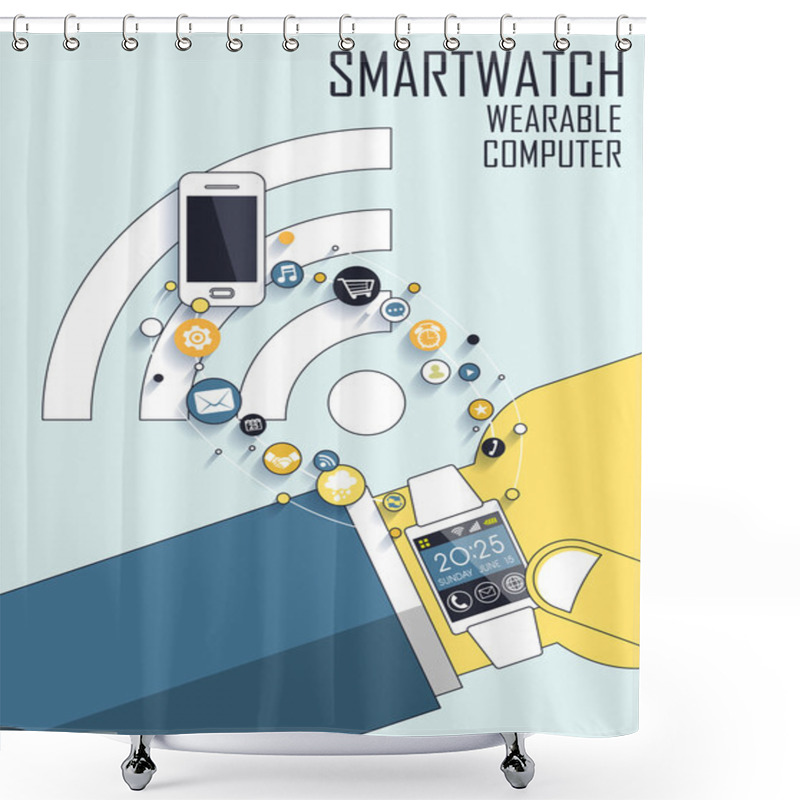 Personality  Businessman's Hand With Smart Watch  Shower Curtains