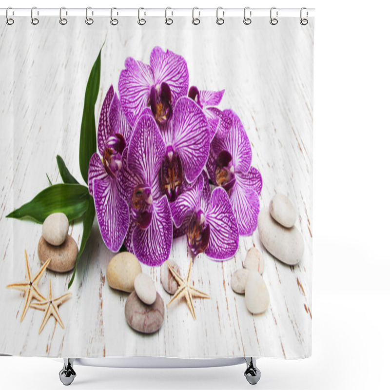 Personality  Orchids And Massage Stone Shower Curtains