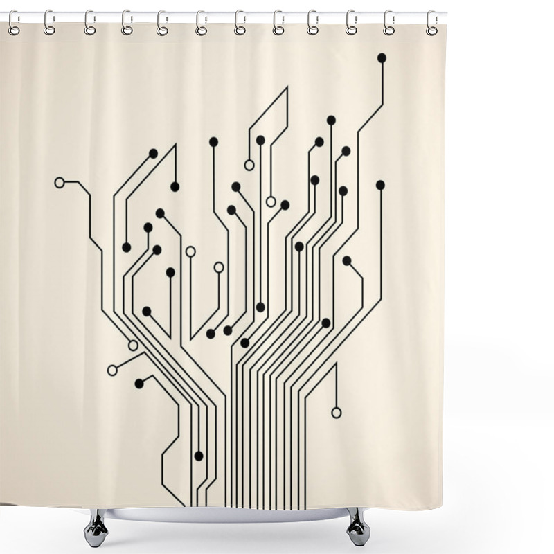 Personality  Abstract Circuit Tree Shower Curtains