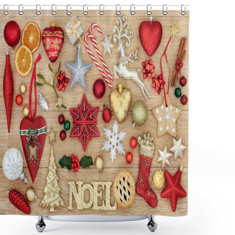 Personality  Noel Sign And Christmas Symbols Shower Curtains