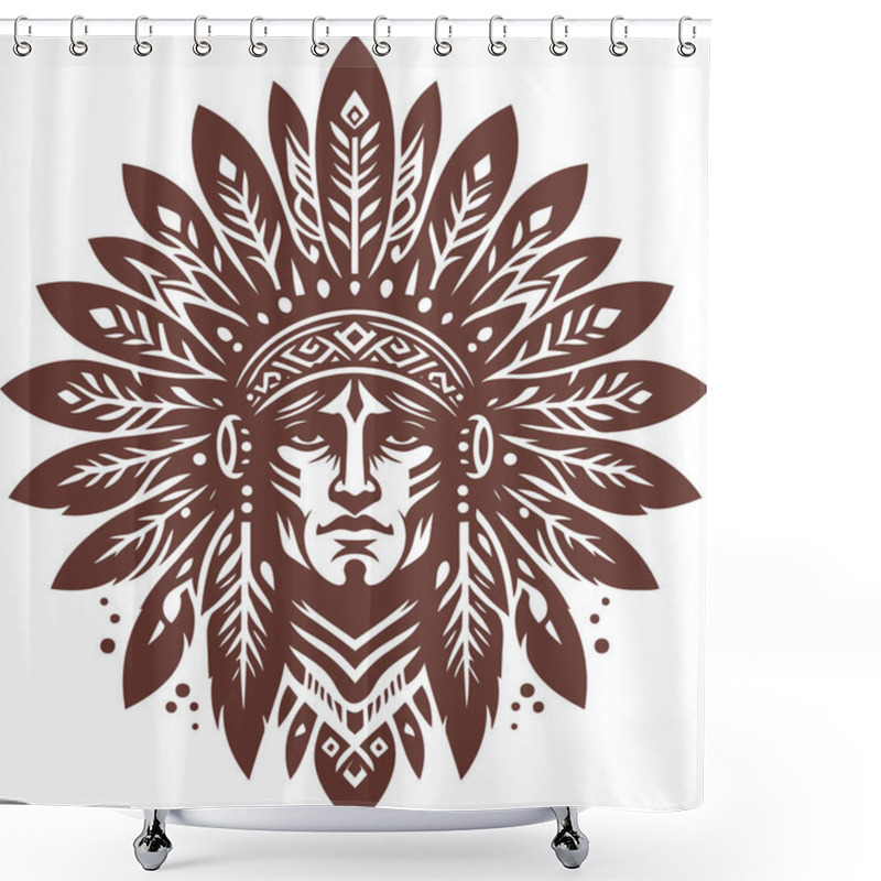 Personality  Intricate Feathered Mandala With Central Mirror In Tribal Art Style Shower Curtains