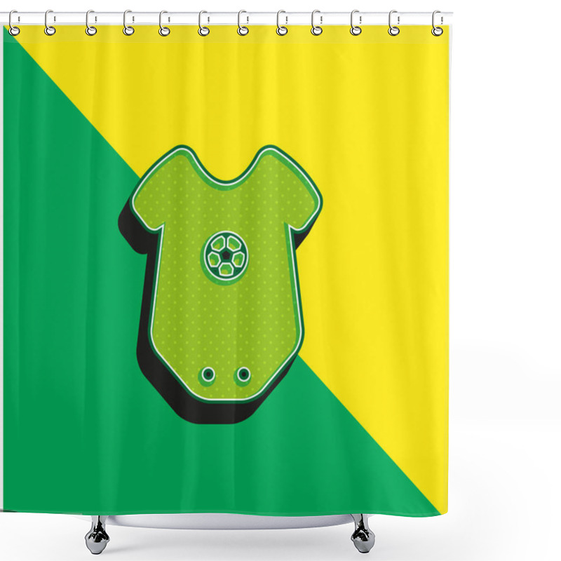 Personality  Baby Onesie Clothing With Star Design Green And Yellow Modern 3d Vector Icon Logo Shower Curtains