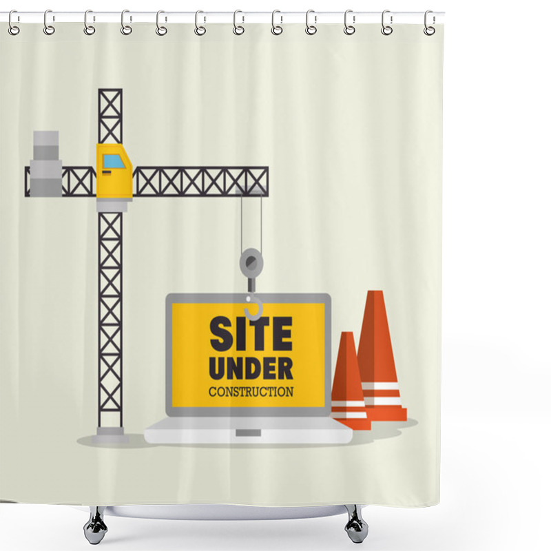 Personality  Construction Crane And Cone Site Under Construction Shower Curtains