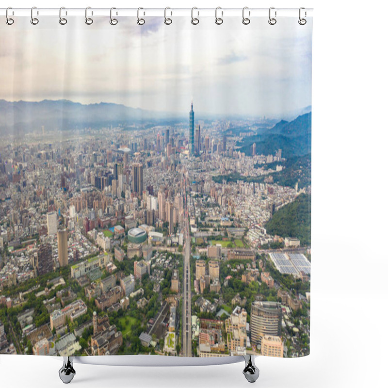 Personality  Skyline Of Taipei City In Downtown Taipei, Taiwan. Shower Curtains