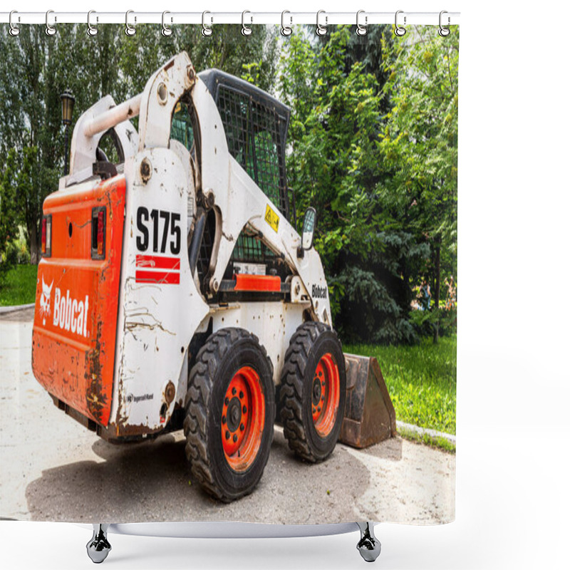 Personality  Samara, Russia - June 14, 2021: Bobcat Loader Vehicle At The City Street. Bobcat Company Is An American-based Manufacturer Of Farm And Construction Equipment Shower Curtains