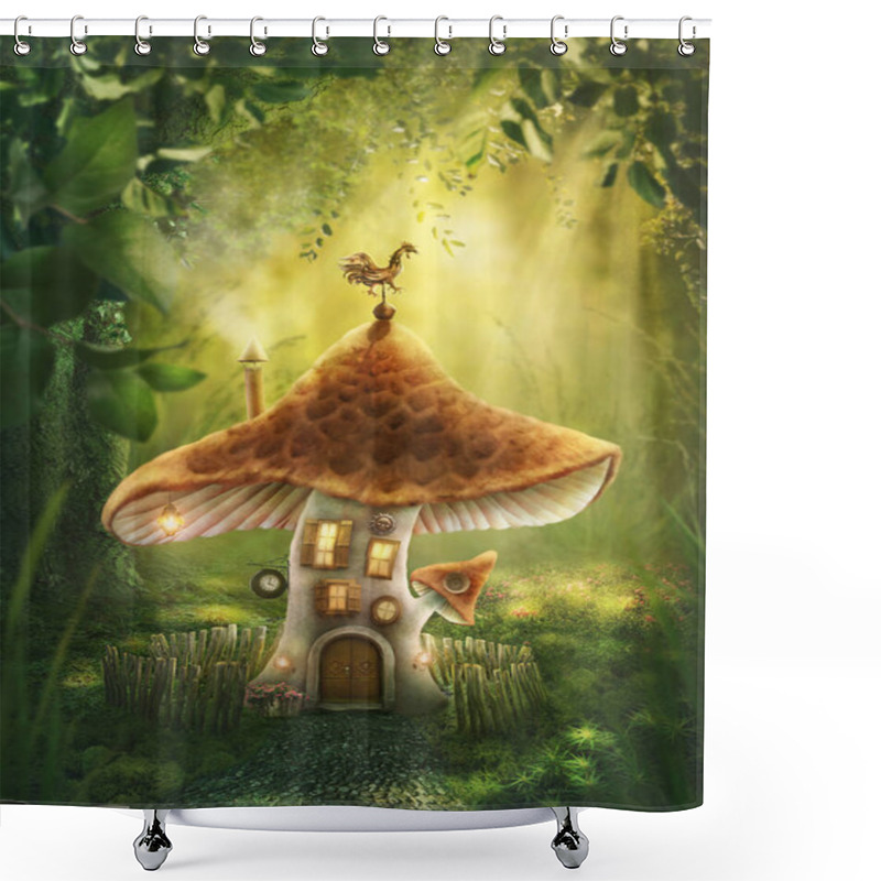 Personality  Magic Mushroom Home In The Forest Shower Curtains