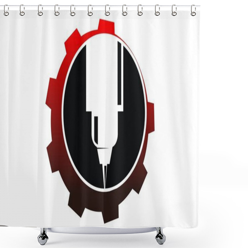 Personality  CNC Service Logo Design Template Vector Shower Curtains