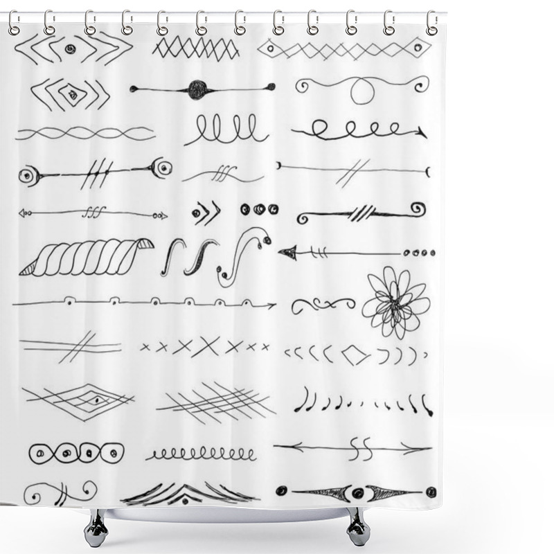 Personality  Abstract Pattern Hand Drawn Vignettes Divider Set Shower Curtains