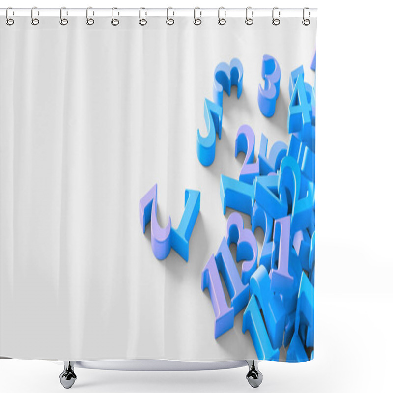 Personality  3d Blue Mathematics Numbers Background Shower Curtains