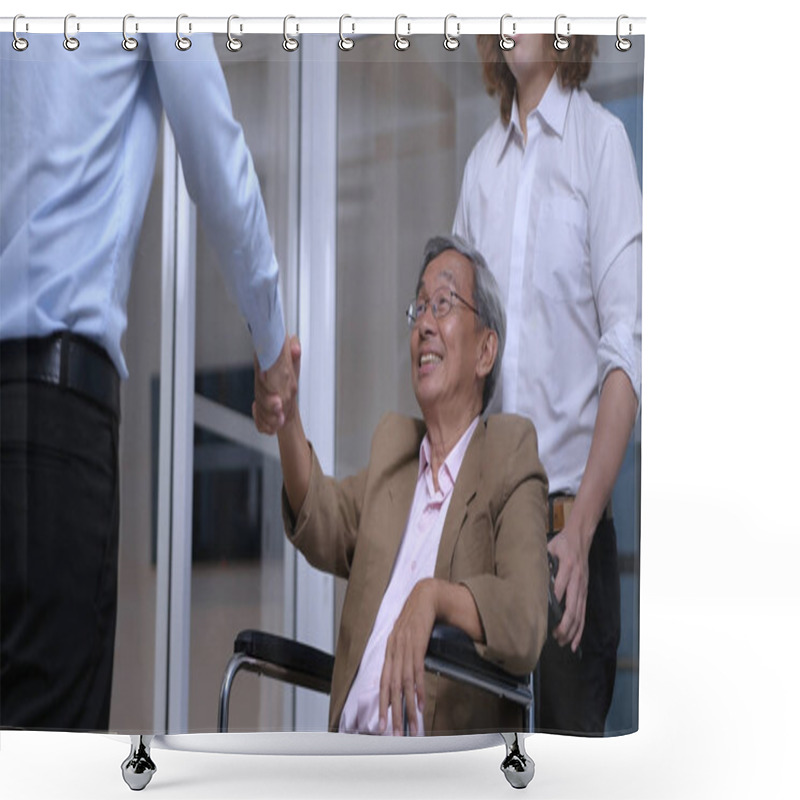 Personality  Health Concept. The Doctor Is Holding Hands With The Patient Sit Shower Curtains