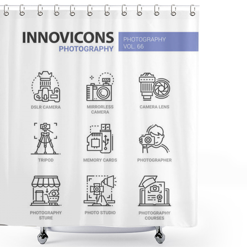 Personality  Photography - Line Design Icons Set Shower Curtains