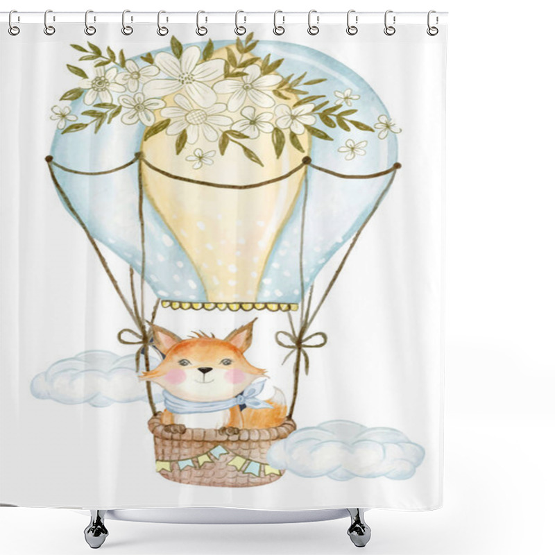 Personality  Cute Fox Spring With Balloon Shower Curtains