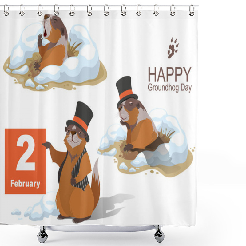 Personality  Happy Groundhog Day. Marmot Holding February 2 Shower Curtains