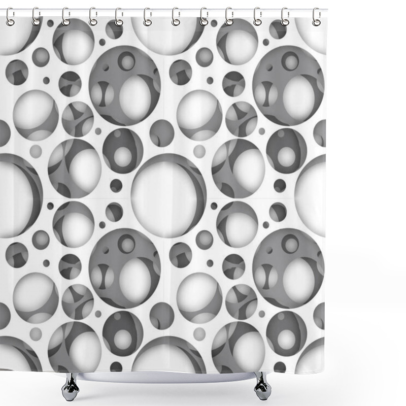 Personality  Abstract Seamless Three-dimensional Background Halftone Pattern Grayscale Shower Curtains