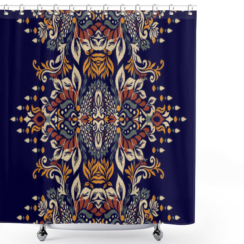 Personality  Damask Ikat Floral Pattern On Purple Background Vector Illustration.ink Texture Embroidery.Aztec Style Abstract,hand Drawn,baroque.design For Texture,fabric,clothing,wrapping,decoration,scarf,carpet. Shower Curtains