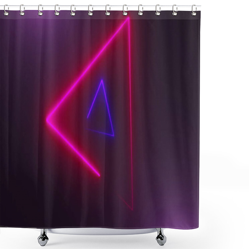 Personality  Many Neon Triangles In Space, Abstract Computer Generated Backdrop, 3D Render Shower Curtains