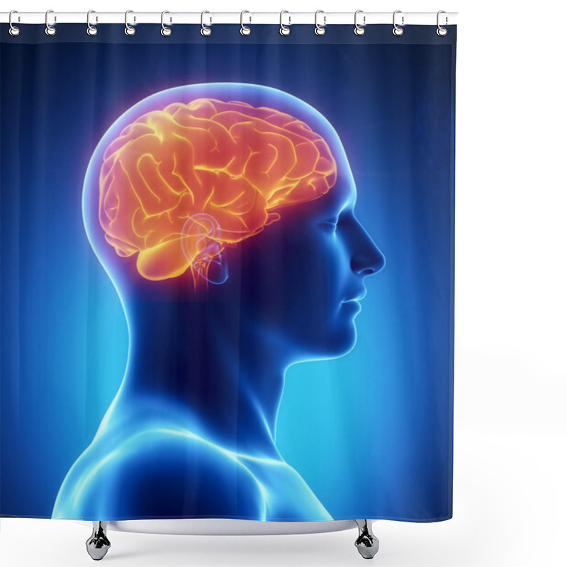 Personality  Human Brain Glowing Lateral View Shower Curtains