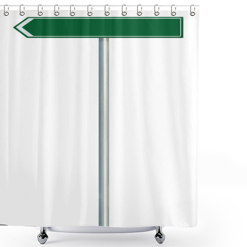 Personality  Left Road Route Direction Pointer This Way Sign, Green Isolated Shower Curtains