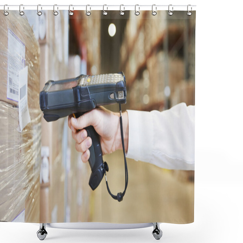 Personality  Warehouse Worker Hand With Scanner Shower Curtains