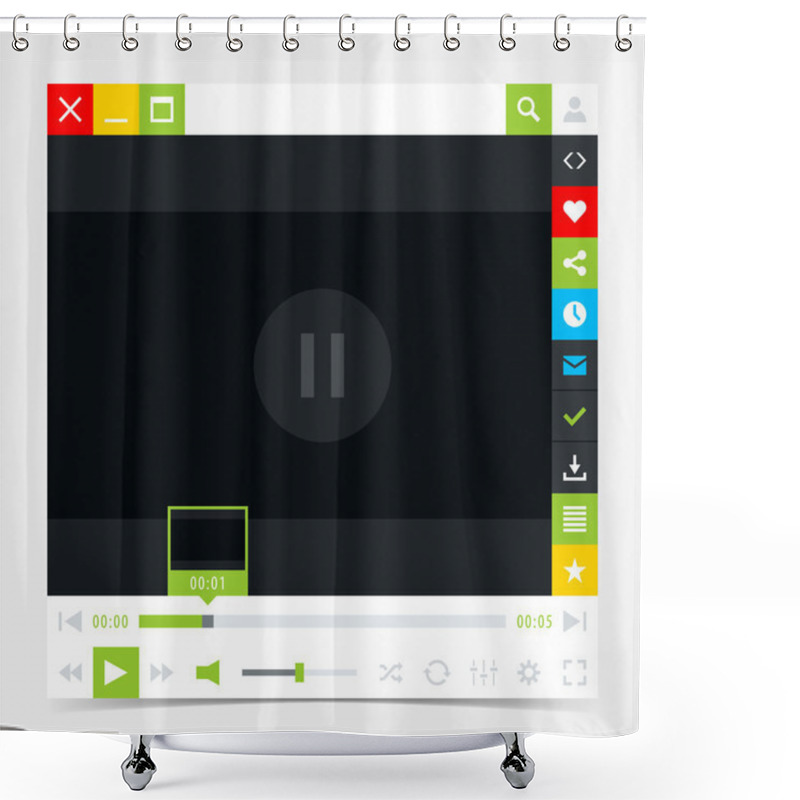 Personality  Media Player With Video Loading Bar Shower Curtains