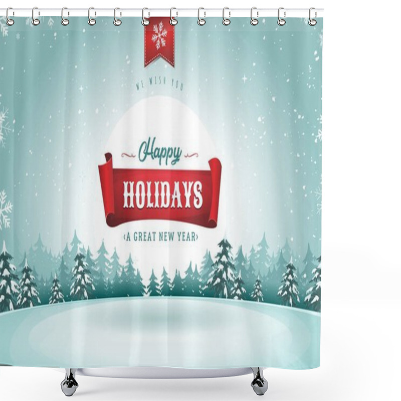 Personality  Happy Holidays Greeting Card Shower Curtains