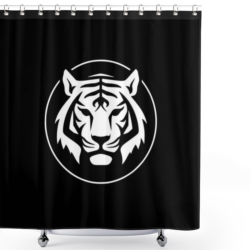 Personality  Tiger - Black And White Isolated Icon - Vector Illustration Shower Curtains