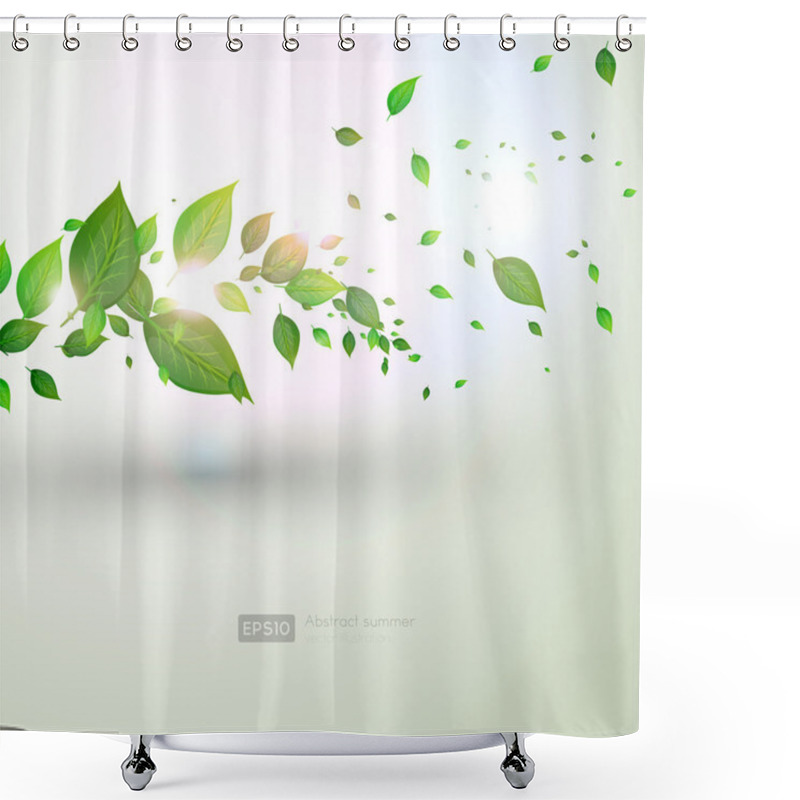 Personality  Summer Branch With Fresh Green Leaves Shower Curtains