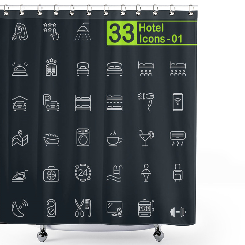 Personality  Hotel And Hotel Services Outline Icons Shower Curtains